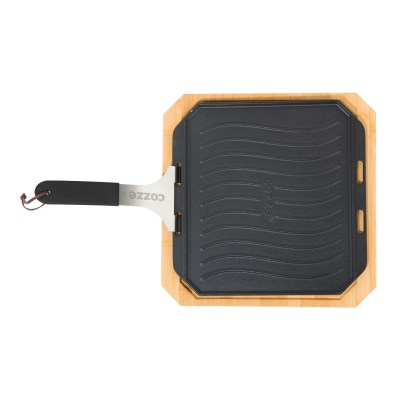 Cozze Reversible cast iron pan with bamboo tray 330 x 330 mm