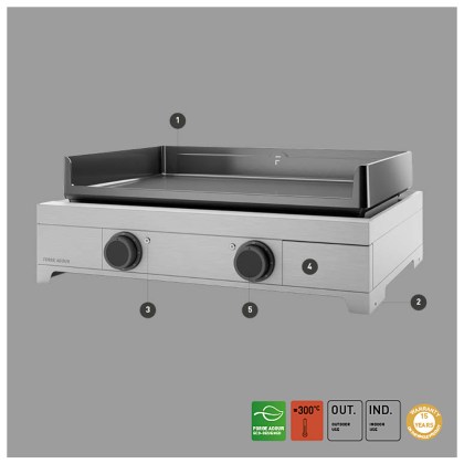 Forge Adour Electric cast iron plancha Modern 60 Inox