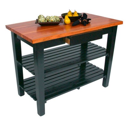 John Boos and Co. Classic Country 122 x 63,5 Cm Black Oak Work Table with Drawer and 2 Shelves