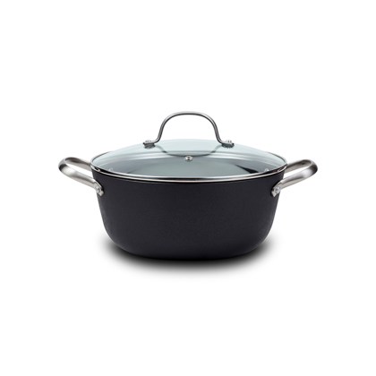 NAVA Atlas non-stick cast iron pot with lid and stainless steel handles 24cm